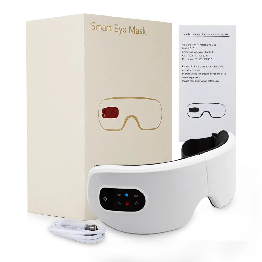 Smart USB Rechargeable Electric Eye Massager Air Pressure Hot Compress Massage Glasses Foldable Bluetooth Music Eyes Massage