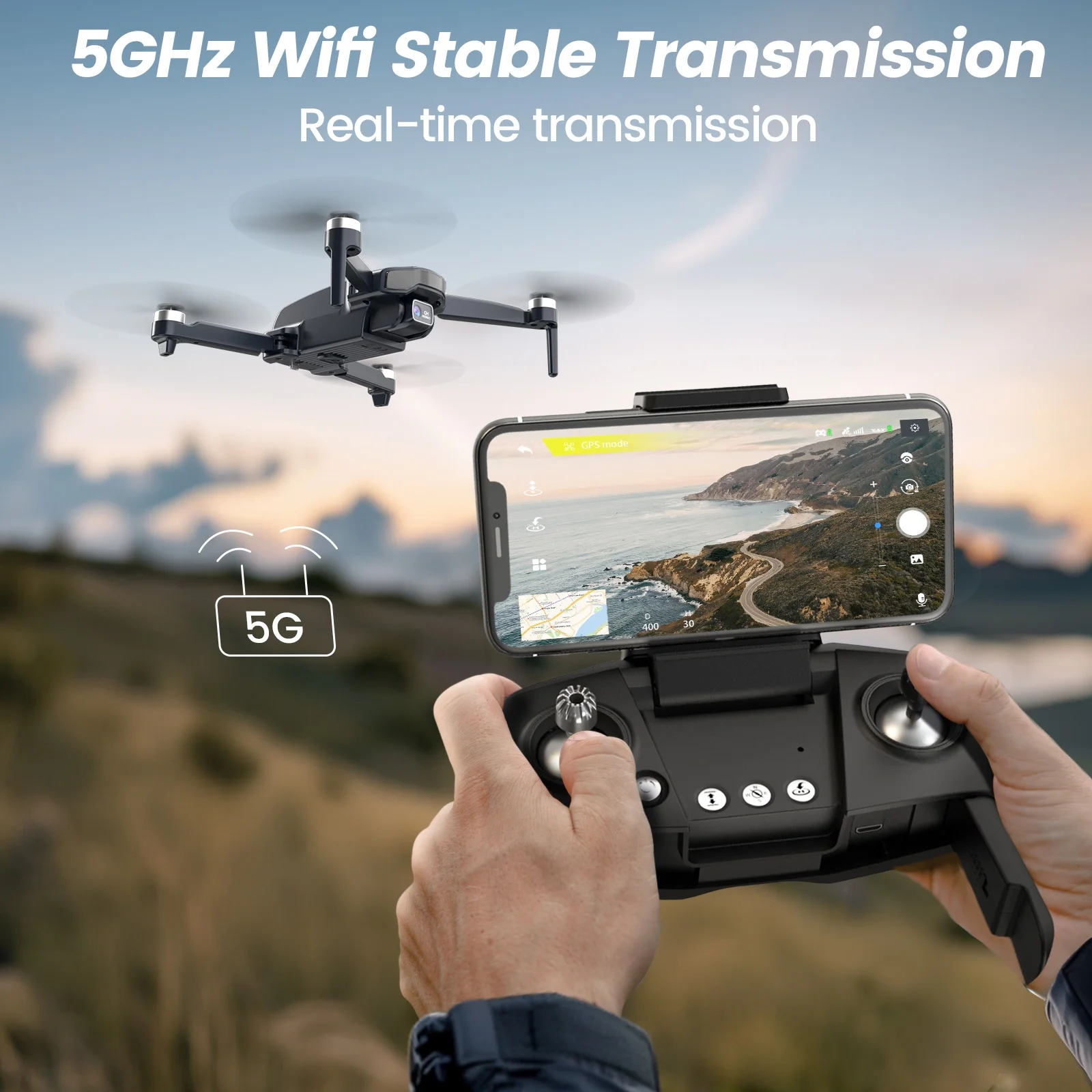 Drones with Camera for Adults 4K, WF31 GPS Foldable Quadcopter for Beginners with Brushless Motor, 2 Batteries for 50 Min Flight Time, Black