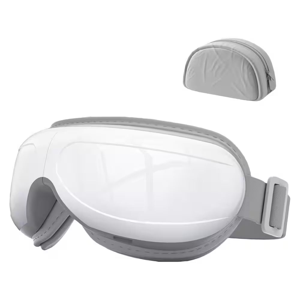 Grey Eye Massager, Heated Eye Mask for Migraines with Music, Smart Migraine Massager Reduce Dry Eyes Improve Sleep