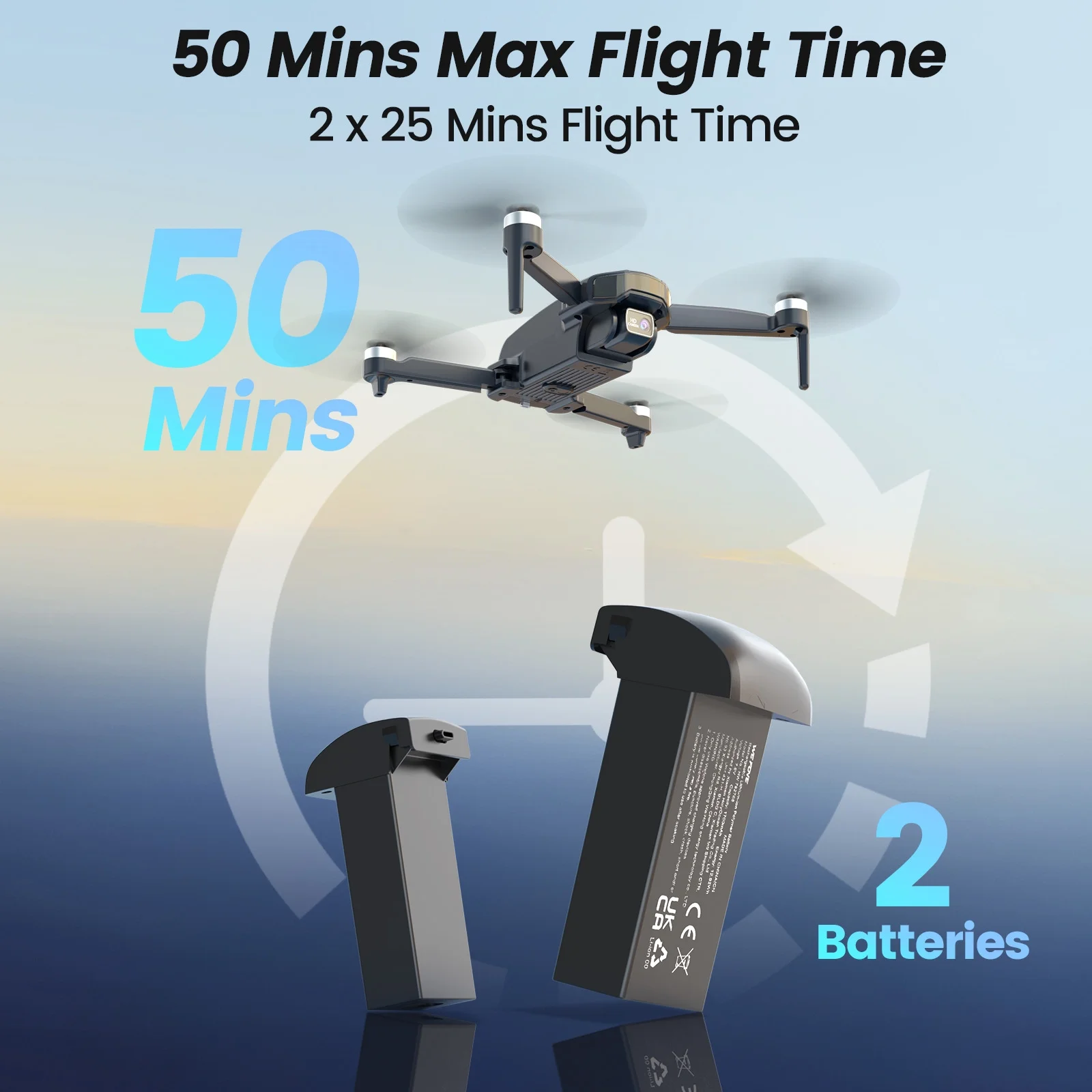 Drones with Camera for Adults 4K, WF31 GPS Foldable Quadcopter for Beginners with Brushless Motor, 2 Batteries for 50 Min Flight Time, Black