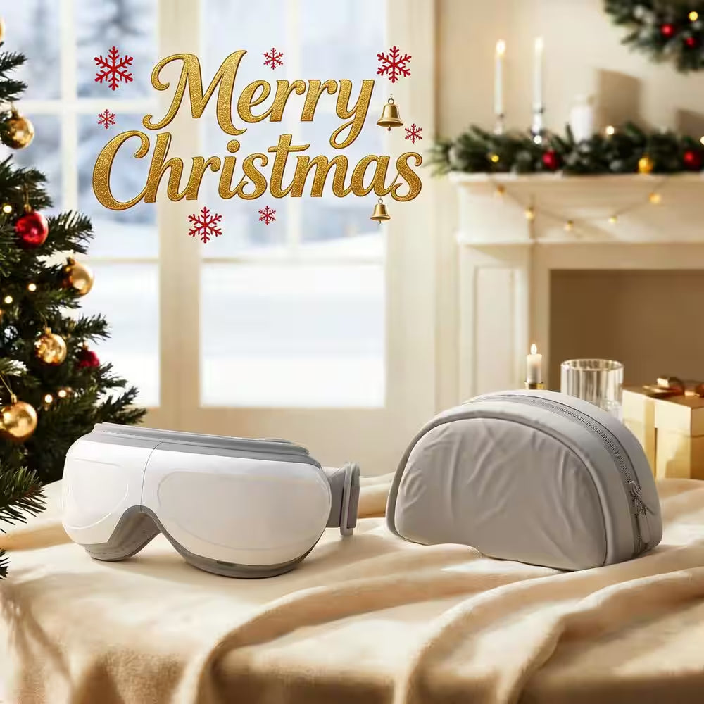 Grey Eye Massager, Heated Eye Mask for Migraines with Music, Smart Migraine Massager Reduce Dry Eyes Improve Sleep
