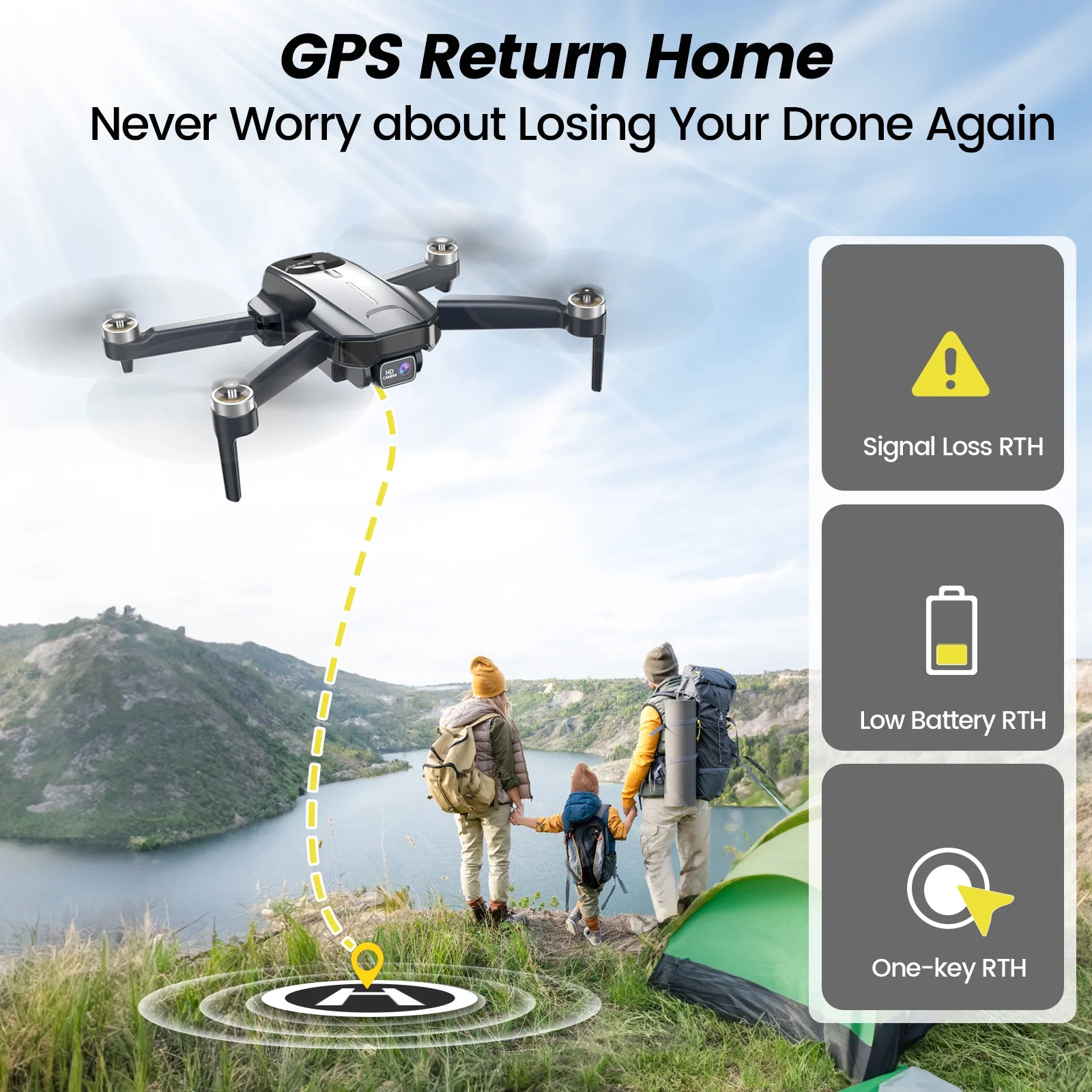 Drones with Camera for Adults 4K, WF31 GPS Foldable Quadcopter for Beginners with Brushless Motor, 2 Batteries for 50 Min Flight Time, Black