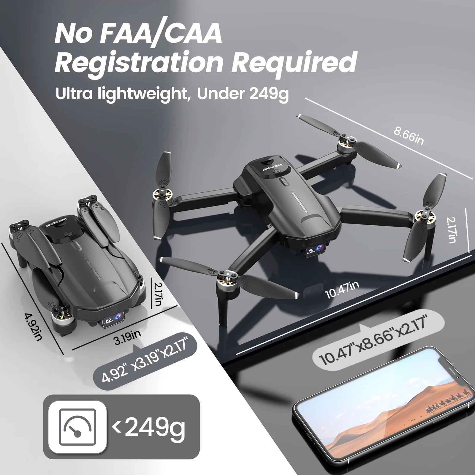 Drones with Camera for Adults 4K, WF31 GPS Foldable Quadcopter for Beginners with Brushless Motor, 2 Batteries for 50 Min Flight Time, Black