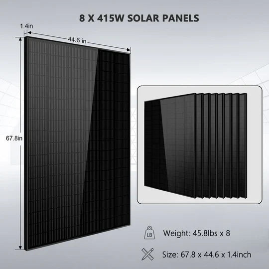 SunGold Off-Grid Solar Kit | 6500W/8000W 48VDC 120V/240V | LiFePO4 10.24KWH/20.48KWH Lithium Battery | 3320W Solar PV