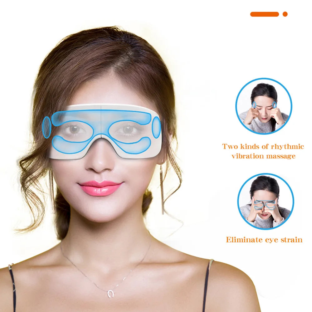 Smart USB Rechargeable Electric Eye Massager Air Pressure Hot Compress Massage Glasses Foldable Bluetooth Music Eyes Massage