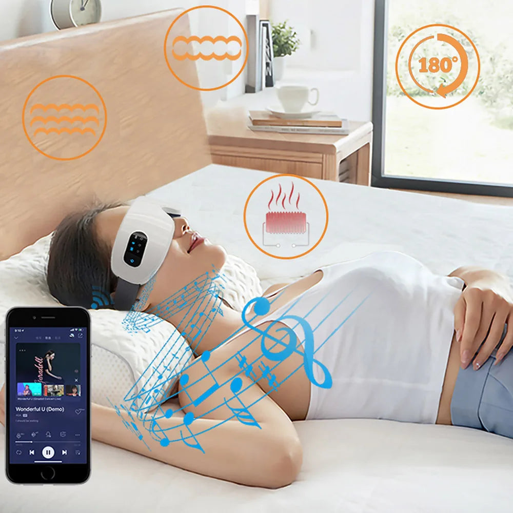 Smart USB Rechargeable Electric Eye Massager Air Pressure Hot Compress Massage Glasses Foldable Bluetooth Music Eyes Massage